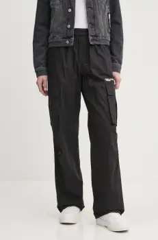 Karl Lagerfeld Jeans pantaloni femei, culoarea negru, drept, high waist, A1W10062 imagine