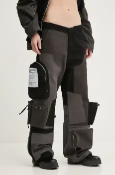 Karl Lagerfeld Jeans pantaloni femei, culoarea negru, lat, high waist, A1W10139 imagine