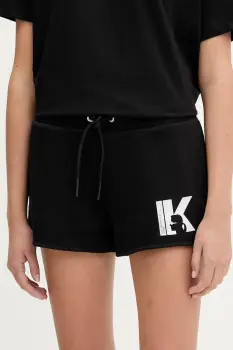 Karl Lagerfeld Jeans pantaloni scurti culoarea negru, cu imprimeu, high waist, A3W10125 imagine