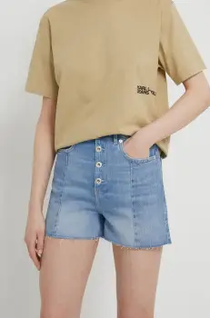 Karl Lagerfeld Jeans pantaloni scurti jeans femei, neted, high waist imagine