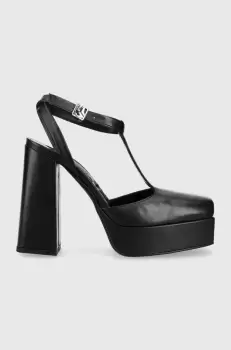 Karl Lagerfeld Jeans pantofi de piele SOIREE PLATFORM KLJ culoarea negru, cu toc drept, cu toc deschis, KLJ93111 imagine