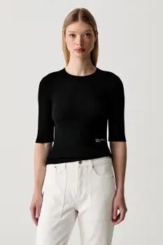 Karl Lagerfeld Jeans pulover cu maneca scurta pentru femei cu vascoza imagine