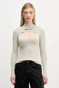 Karl Lagerfeld Jeans pulover culoarea bej, light, cu turtleneck, A4W18013 imagine