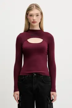 Karl Lagerfeld Jeans pulover culoarea bordo, light, cu turtleneck, A4W18013 imagine