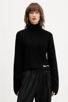 Karl Lagerfeld Jeans pulover culoarea negru, cu guler, A4W18021 imagine