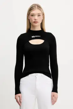 Karl Lagerfeld Jeans pulover culoarea negru, light, cu turtleneck, A4W18013 imagine