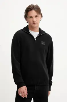 Karl Lagerfeld Jeans pulover de bumbac culoarea negru, light, cu turtleneck, A3M18002 imagine