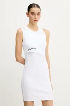 Karl Lagerfeld Jeans rochie culoarea alb, mini, mulata, A2W13032 imagine