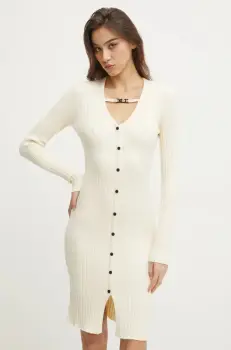 Karl Lagerfeld Jeans rochie culoarea bej, midi, mulata, A1W13039 imagine