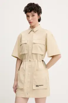 Karl Lagerfeld Jeans rochie culoarea bej, mini, drept, A2W13017 imagine