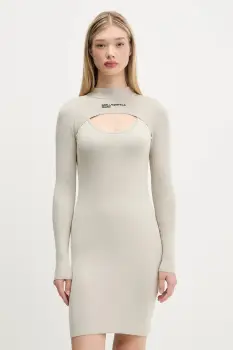 Karl Lagerfeld Jeans rochie culoarea bej, mini, mulata, A4W13010 imagine