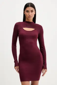 Karl Lagerfeld Jeans rochie culoarea bordo, mini, mulata, A4W13010 imagine