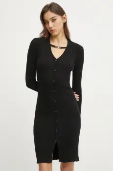 Karl Lagerfeld Jeans rochie culoarea negru, midi, mulata, A1W13039 imagine