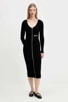 Karl Lagerfeld Jeans rochie culoarea negru, midi, mulata, A4W13011 imagine