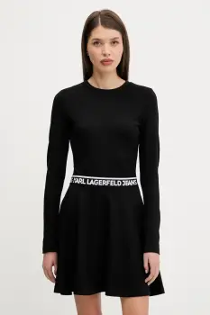 Karl Lagerfeld Jeans rochie culoarea negru, mini, evazati, A3W13009 imagine