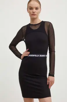 Karl Lagerfeld Jeans rochie culoarea negru, mini, mulata, 245J1306 imagine