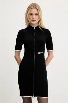 Karl Lagerfeld Jeans rochie culoarea negru, mini, mulata, A3W13013 imagine