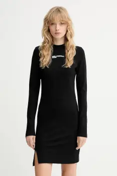 Karl Lagerfeld Jeans rochie culoarea negru, mini, mulata, A4W13005 imagine