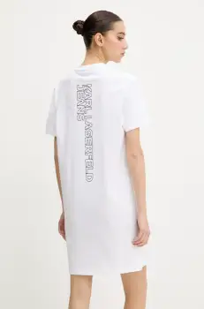 Karl Lagerfeld Jeans rochie din bumbac culoarea alb, mini, drept, A2W13036 imagine