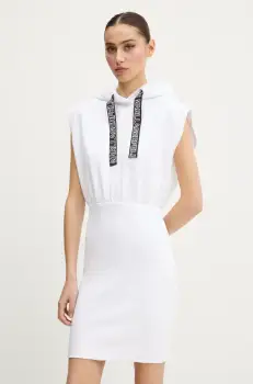 Karl Lagerfeld Jeans rochie din bumbac culoarea alb, mini, mulata, A2W13033 imagine