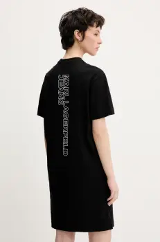 Karl Lagerfeld Jeans rochie din bumbac culoarea negru, mini, drept, A2W13036 imagine
