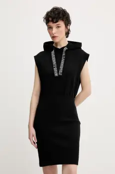 Karl Lagerfeld Jeans rochie din bumbac culoarea negru, mini, mulata, A2W13033 imagine