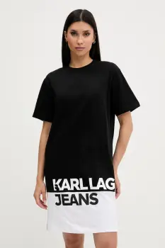 Karl Lagerfeld Jeans rochie din bumbac culoarea negru, mini, oversize, A3W13005 imagine