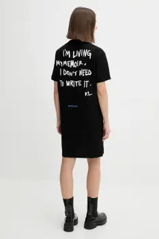 Karl Lagerfeld Jeans rochie din bumbac culoarea negru, mini, oversize, A4W13054 imagine