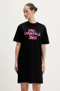 Karl Lagerfeld Jeans rochie din bumbac culoarea negru, mini, oversize, B1W13043 imagine