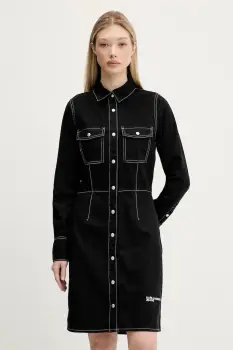 Karl Lagerfeld Jeans rochie din denim culoarea negru, midi, drept, A3W13015 imagine