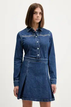 Karl Lagerfeld Jeans rochie jeans culoarea bleumarin, mini, evazati, A4W13002 imagine