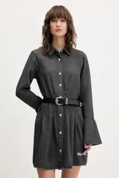 Karl Lagerfeld Jeans rochie jeans culoarea gri, mini, evazati, A4W13003 imagine