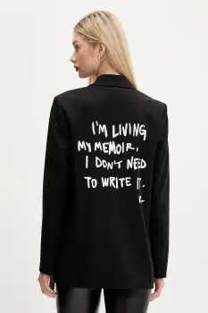 Karl Lagerfeld Jeans sacou culoarea negru, un singur rand de nasturi, cu imprimeu, A4W14022 imagine