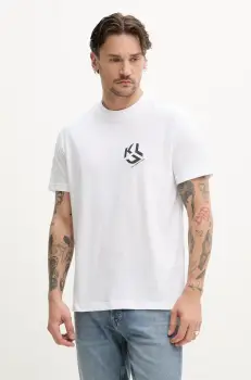 Karl Lagerfeld Jeans tricou barbati, culoarea alb, cu imprimeu, A2M17072 imagine