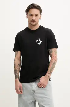 Karl Lagerfeld Jeans tricou barbati, culoarea negru, cu imprimeu, A2M17072 imagine