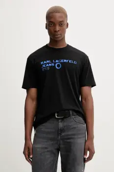 Karl Lagerfeld Jeans tricou culoarea negru, cu imprimeu, A4M17022 imagine