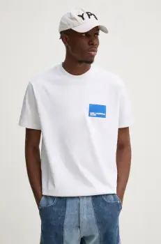 Karl Lagerfeld Jeans tricou din bumbac barbati, culoarea alb, cu imprimeu, A1M17001 imagine