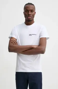 Karl Lagerfeld Jeans tricou din bumbac barbati, culoarea alb, cu imprimeu, A1M17003 imagine