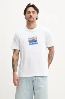 Karl Lagerfeld Jeans tricou din bumbac barbati, culoarea alb, cu imprimeu, A2M17041 imagine