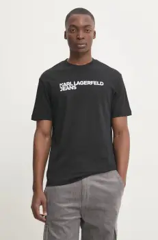 Karl Lagerfeld Jeans tricou din bumbac barbati, culoarea negru, cu imprimeu, A1M17002 imagine