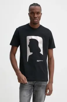 Karl Lagerfeld Jeans tricou din bumbac barbati, culoarea negru, cu imprimeu, A1M17052 imagine