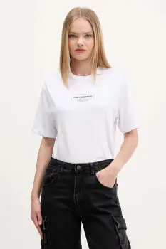 Karl Lagerfeld Jeans tricou din bumbac culoarea alb, A4W17003 imagine