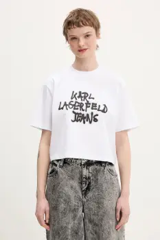Karl Lagerfeld Jeans tricou din bumbac culoarea alb, B1W17054 imagine