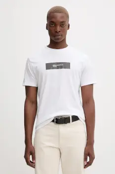 Karl Lagerfeld Jeans tricou din bumbac culoarea alb, cu imprimeu, A4M17019 imagine