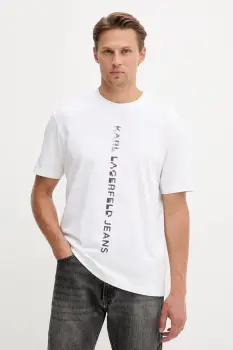 Karl Lagerfeld Jeans tricou din bumbac culoarea alb, cu imprimeu, A4M17021 imagine