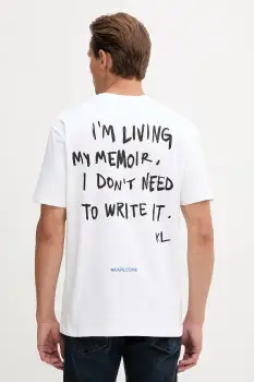 Karl Lagerfeld Jeans tricou din bumbac culoarea alb, cu imprimeu, A4M17027 imagine