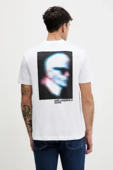 Karl Lagerfeld Jeans tricou din bumbac culoarea alb, cu imprimeu, B1M17069 imagine