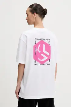Karl Lagerfeld Jeans tricou din bumbac culoarea bej, B1W17059 imagine