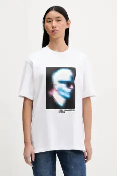 Karl Lagerfeld Jeans tricou din bumbac culoarea bej, B1W17061 imagine