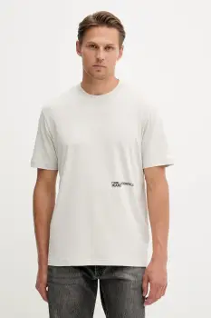 Karl Lagerfeld Jeans tricou din bumbac culoarea bej, cu imprimeu, A4M17024 imagine